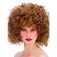 Mooie Afro disco pruik Dolly in de kleur bruin