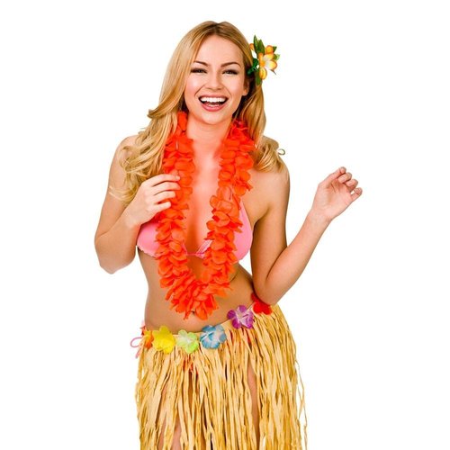 Mooie volle Hawaii slinger Akamu met oranje bloemen