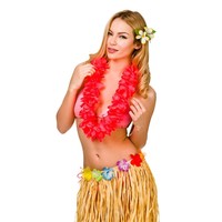 Mooie volle Hawaii slinger Akamu met rode bloemen