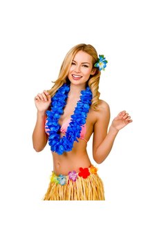 Hawaii slinger Akamu met kobalt blauwe bloemen