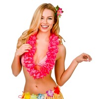 Mooie volle Hawaii slinger Akamu met roze bloemen