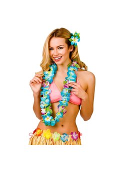 Hawaii slinger Alaula licht blauwe bloemen
