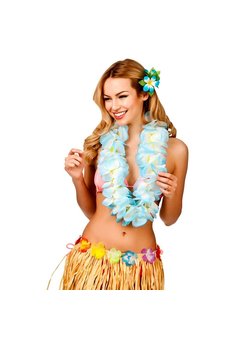 Hawaii slinger Alohilani licht blauwe bloemen