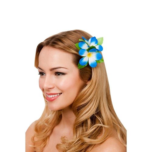 Mooie Haarclip hawaii  Alika  bloem kobalt blauw