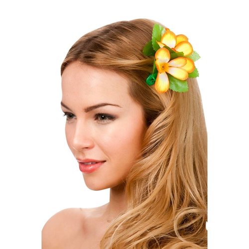 Mooie Haarclip hawaii  Alika  oranje bloem