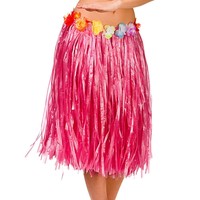 Leuke roze hawaii rok stro met bloemen