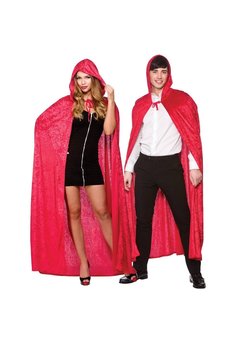 Fluwelen rode cape met kap Eline 140cm