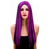 Heksen pruik Mandy  extra lang haar zwart paars