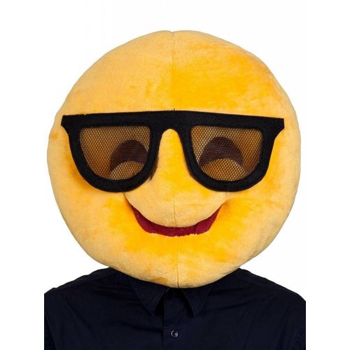 Mooie pluchen hoofd smiley Bernard met zwarte bril