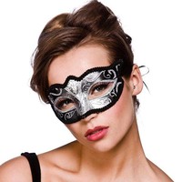 Leuk Venetiaans oogmasker Napels zilver met zwart