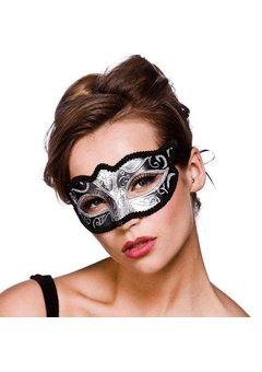 Oogmasker Napels zilver met zwart