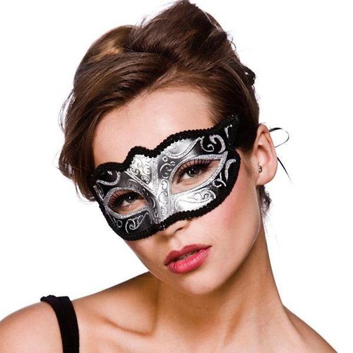 Leuk Venetiaans oogmasker Napels zilver met zwart