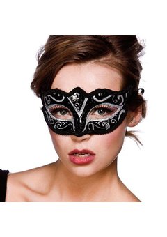 Oogmasker Rome zwart met zilver