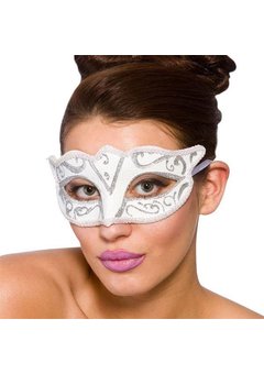 Oogmasker Rome  wit met zilver