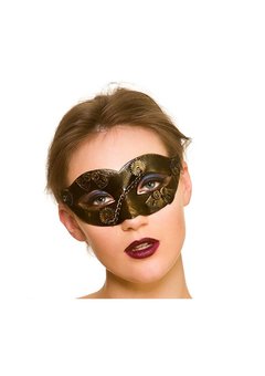 Steampunk oogmasker Sophie zwart met goud