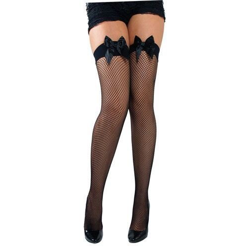 Leuke hoge kousen Sanne visnet met zwarte strik
