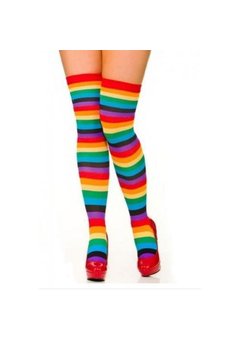 Hoge kousen Patricia regenboog gestreept