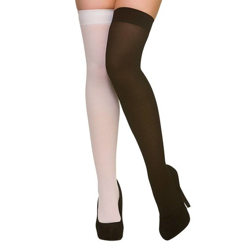 Mooie hoge duo kousen Cruella in zwart en wit