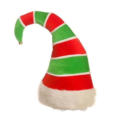 Leuk gestreepte elven muts met bontje en belletje