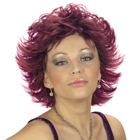 Mooie korte pruik Yvet bordeaux rood