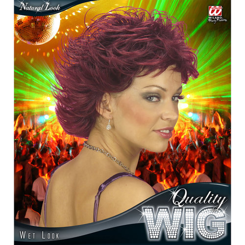 Mooie korte pruik Yvet bordeaux rood