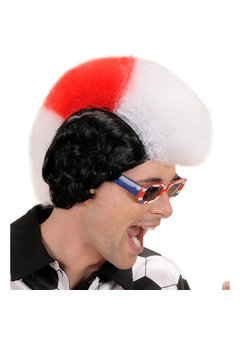 Pruik rood wit hanenkam