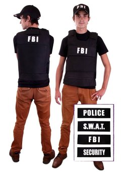 Kogelvrij vest zwart met 4 badges