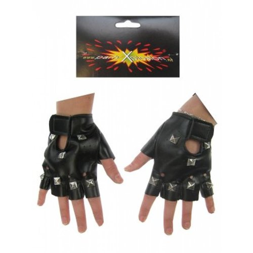 Stoere punk handschoenen in zwart met stuts