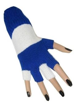 Blauw/wit vingerloze handschoen