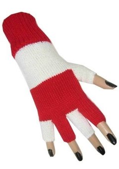 Rood/wit vingerloze handschoen