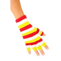 Gestreepte vingerloze handschoenen in  rood/wit/geel smalle strepen