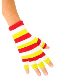 Vingerloze handschoenen in rood/wit/geel Oeteldonk