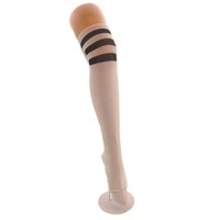 Mooie lieskousen wit met 3 zwarte strepen