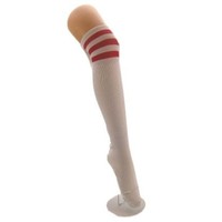 Mooie lieskousen wit met 3 rode strepen