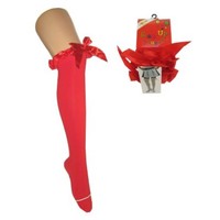 Mooie hoge Britney kousen met strik rood  microfibre