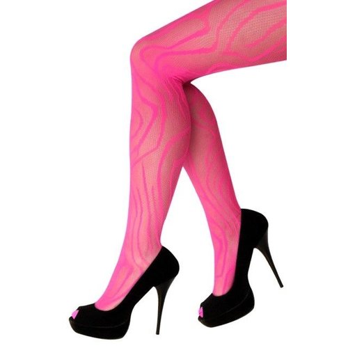 Mooie netpanty neon pink met lijnen