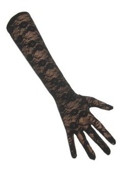 Lange zwarte kanten handschoenen 42cm