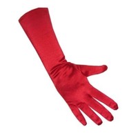 Mooie lange handschoenen rood satijn stretch  luxe 40 cm rood