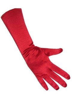 Lange handschoenen rood satijn stretch luxe 40 cm rood