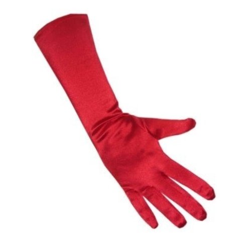 Mooie lange handschoenen rood satijn stretch  luxe 40 cm rood