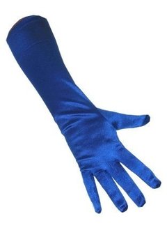 Lange handschoenen satijn blauw stretch luxe 40 cm blauw one size