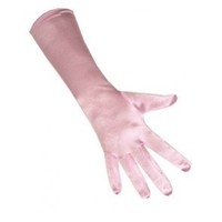 Mooie lange handschoenen baby roze satijn stretch luxe 40 cm one size
