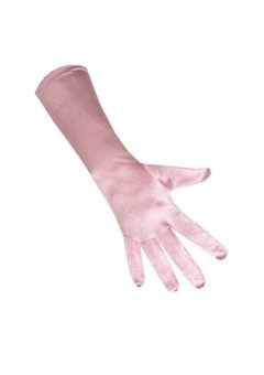 Lange handschoenen baby roze satijn stretch luxe 40 cm one size