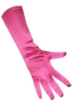 Lange handschoenen satijn stretch luxe 40 cm hard roze one size