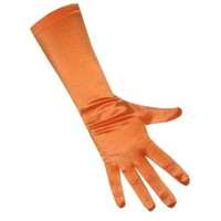 Mooie lange handschoenen satijn stretch luxe 40 cm oranje one size