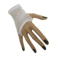 Mooie vingerloze net handschoenen Vera wit kort model