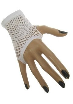 Vingerloze net handschoenen Vera wit kort model