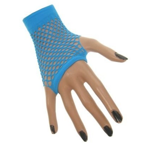 Nethandschoen kort vingerloos fluor blauw