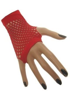 Vingerloze net handschoenen Vera rood kort model