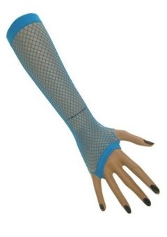 Vingerloze net handschoenen Vera blauw lang model